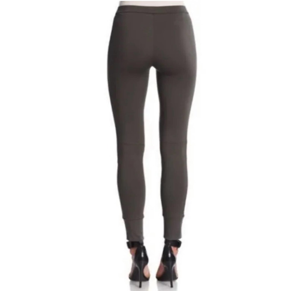 VINCE Pants Womens Small Charcoal Leather Piped Leggings Jogger Mid Rise - Picture 4 of 16